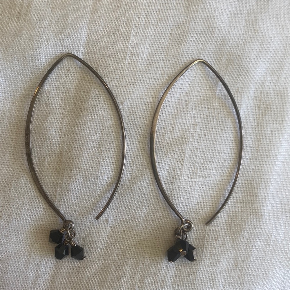 Sterling silver Silpada hook earrings silver black